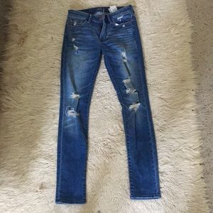 Dark Wash Distressed Abercrombie and Fitch Jeans